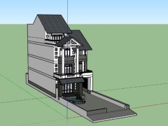 File sketchup nhà biệt thự 3 tầng 9.8x25m