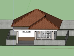 File sketchup nhà cấp 4 kích thước 13x18m