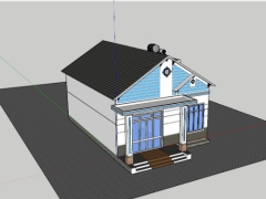 File sketchup nhà cấp 4 kích thước thiết kế 12.8x13m