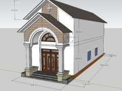 File sketchup nhà cấp 4 kích thước xây dựng 6x20m