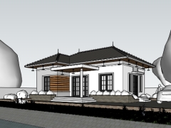 File sketchup nhà cấp 4 kích thước xây dựng 7.6x11m