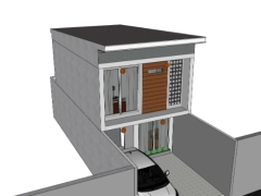 File sketchup nhà dân 2 tầng 6x12.35m