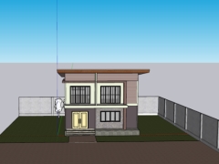 File sketchup nhà dân 2 tầng 8.66x12m