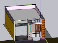 File sketchup nhà dân cấp 4 7.4x11.5m đẹp