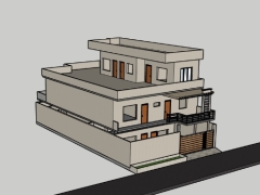 File sketchup nhà ở phố 2 tầng diện tích thiết kế 12.2x21m