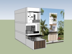 File sketchup nhà phố 3 tầng 5x20m