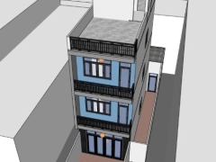 File sketchup nhà phố 3 tầng sân thượng 4.4x10.9m