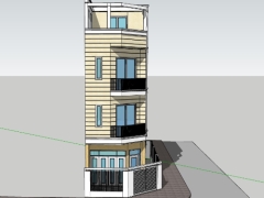 File sketchup nhà phố 4 tầng 2 mặt tiền 5.5x12.9m