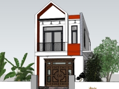 File sketchup việt nam mẫu nhà phố 2 tầng 5.2x18m