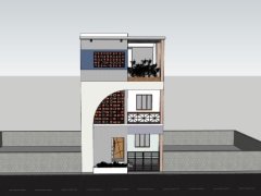 File sketchup việt nam mẫu nhà phố 3 tầng 6.1x9.25m