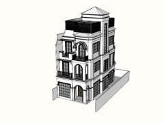 File sketchup việt nam mẫu nhà phố 4 tầng tân cổ điển 6.95x14.9m