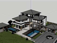 File sketchup việt nam nhà biệt thự 3 tầng sân vườn