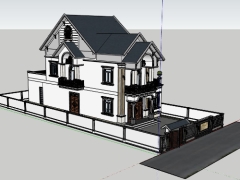 File skp thiết kế bản vẽ nhà biệt thự 2 tầng kích thước xây dựng 10x30m