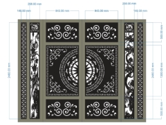 File thiết kế cnc cổng 2 cánh chia đố đẹp