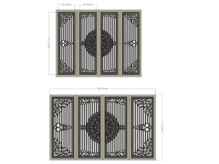 File thiết kế cổng 4 cánh 2 kích thước thiết kế dxf