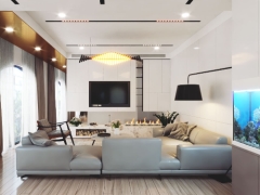 File thiết kế Sketchup 2020 Vray 5.1 Phòng khách + bếp nội thất căn hộ