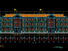 Full bản vẽ kiến trúc, kết cấu, điện, nước Nhà làm việc cơ quan 3 tầng 14 gian, kích thước 10x50m