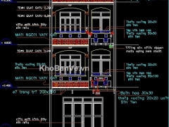 Full bản vẽ nhà phố 3 tầng KT 5.3x15m hạng mục KT+KC+ME