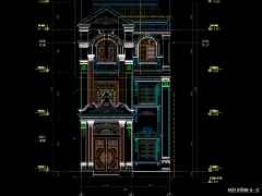 Full bản vẽ thiết kế kỹ thuật thi công phần kiến trúc + kết cấu nhà phố 3 tầng Tân cổ điển kích thước 7.19x14.8m