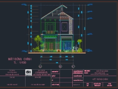 Full bản vẽ thiết kế nhà phố 2 tầng kích thước 7.55x18.09m