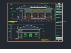 Full File cad thiết kế + dự toán nhà văn hóa 2 tầng diện tích 13.2x21.9m