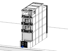 Full file kiến trúc nhà phố 5 tầng kích thước 5x15.13m (Model Revit)