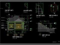 Full Hồ sơ bản vẽ Autocad Biệt thự 1 tầng mái nhật 8.1x15.75m (kiến trúc, kết cấu, điện, nước)