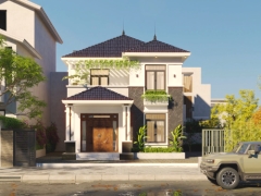 Full hồ sơ bản vẽ file Autocad ảnh 3D Biệt thự mái Nhật 2 tầng kích thước 8.0x12.64m