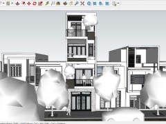Full mẫu bản vẽ nhà ở phố 4 tầng 5x20m file cad cad kiến trúc, kết cấu, điện nước và dựng model 3dmax .skp
