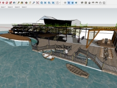 Full sketchup nhà hàng ven sông
