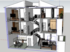 Full thiết kế nhà phố lệch tầng 5x15m (Cad- Sketchup- Chi tiết)