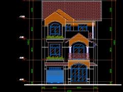 Hồ sơ bản vẽ CAD Biệt thự 3 tầng KT 4.5x21m (Hạng mục Kiến trúc + Kết cấu)