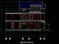 Hồ Sơ bản vẽ CAD Mẫu biệt thự 2.5 Tầng 8.48x19.16m ( Kiến trúc, Kết cấu)