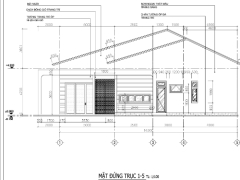 Hồ sơ bản vẽ file bản vẽ thi công nhà trệt sân vườn 16x6.5m