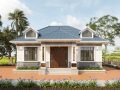 Hồ sơ cad và sketchup Biệt thự 1 tầng mái Nhật kích thước 13.5x9.5m