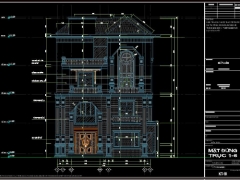 Hồ sơ file cad kiến trúc + nội thất mẫu biệt thự 4 tầng tân cổ điển 11.71x11.77m