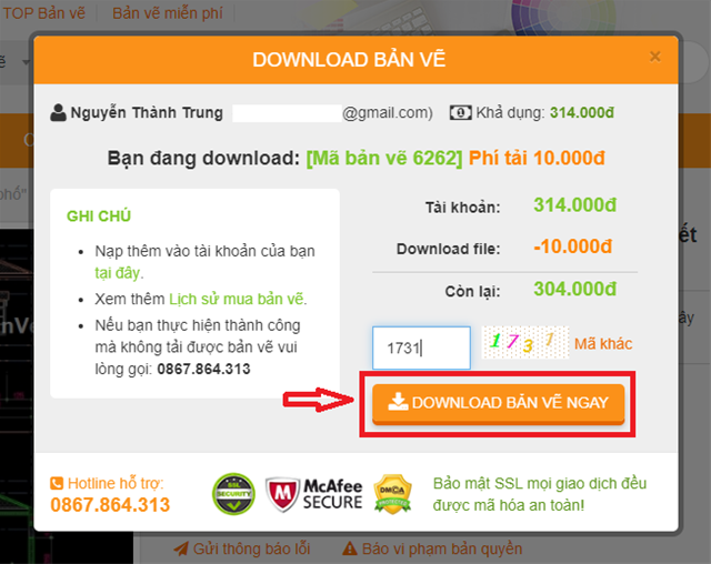 Hướng dẫn tải bản vẽ CÓ PHÍ tải file có phí, bản vẽ có phí, hướng dẫn tải bản vẽ, hướng dẫn mua file, mua file có phí