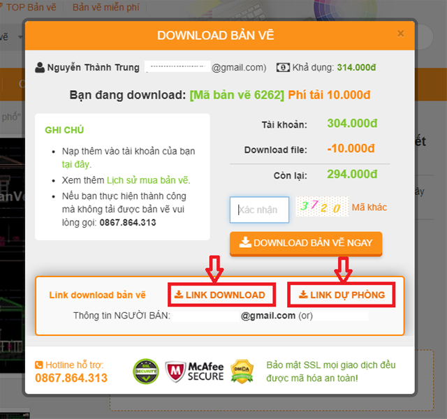 Hướng dẫn tải bản vẽ CÓ PHÍ tải file có phí, bản vẽ có phí, hướng dẫn tải bản vẽ, hướng dẫn mua file, mua file có phí