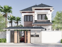 Kiến trúc Nhà 2 tầng mái nhật mặt tiền 8.1x16.1m Nông thôn