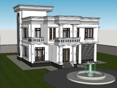 Mẫu bản vẽ nhà biệt thự 2 tầng dựng model sketchup 