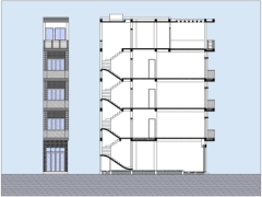 Mẫu bản vẽ nhà ống 5 tầng thiết kế kiến trúc hiện đại 2.6x12m