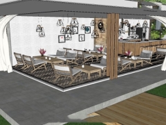 Mẫu bản vẽ thiết kế kiến trúc đầy đủ của một quán Coffe nằm trong khu Spa Resort bàng phần mềm Sketchup 2016