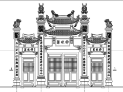 Mẫu bản vẽ thiết kế Nghi môn đền chùa đình làng cổ