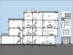 Mẫu bản vẽ thiết kế nhà phố 4 tầng kích thước 4x22.7m