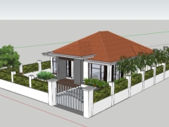 Mẫu biệt thự 1 tầng 11x18m file sketchup đẹp