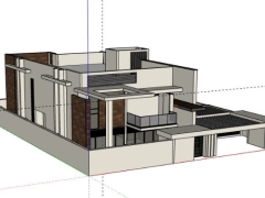 Mẫu biệt thự 1 tầng 11x20m dựng model sketchup