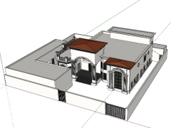 Mẫu biệt thự 1 tầng 24x17m file sketchup