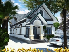Mẫu biệt thự 1 tầng 6.3x21.6m model kiến trúc