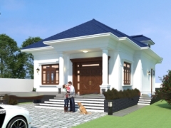 Mẫu biệt thự 1 tầng 8.1x15.7m model cad