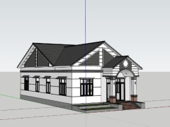 Mẫu biệt thự 1 tầng 9.2x21.5m model sketchup